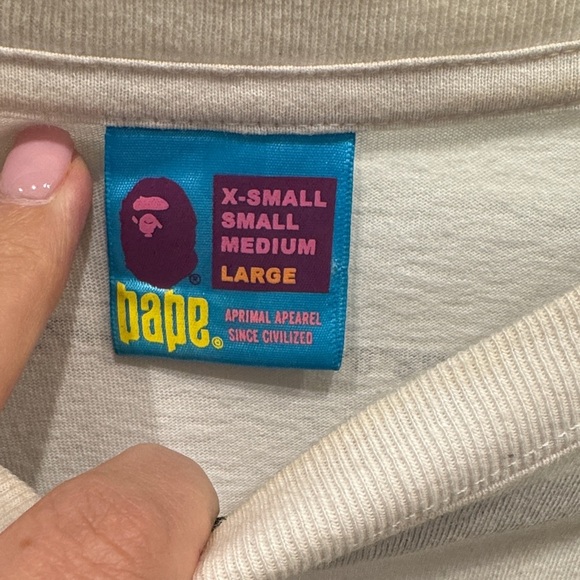 Bape White Graphic Tee with Bold Text - Picture 2 of 4